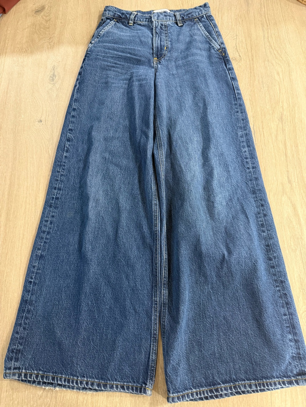 FRAME Wide Leg Trouser Jeans High Rise Blind Spot Wash Denim Size 23 - Picture 2 of 15